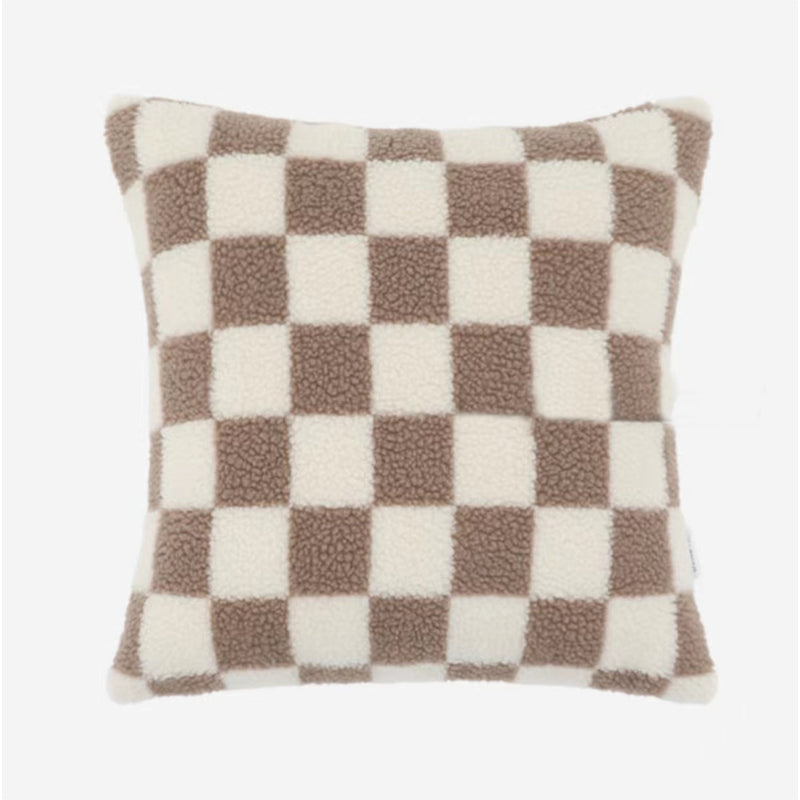 Soft shearling checkered pillowcase