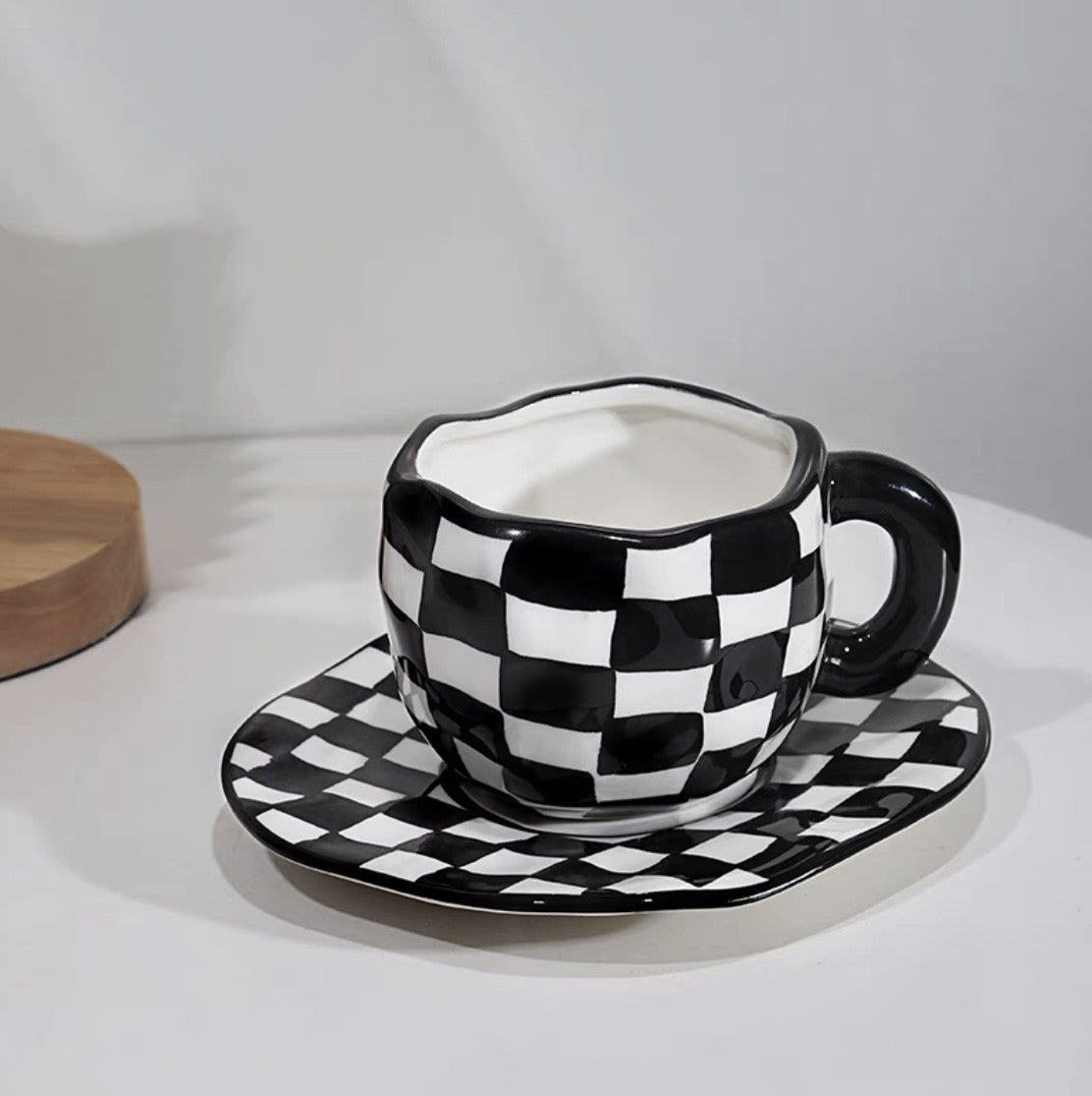 Ceramic coffee mug and saucer set