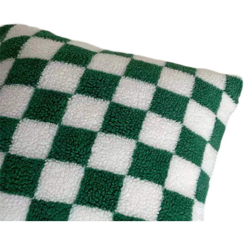 Soft shearling checkered pillowcase